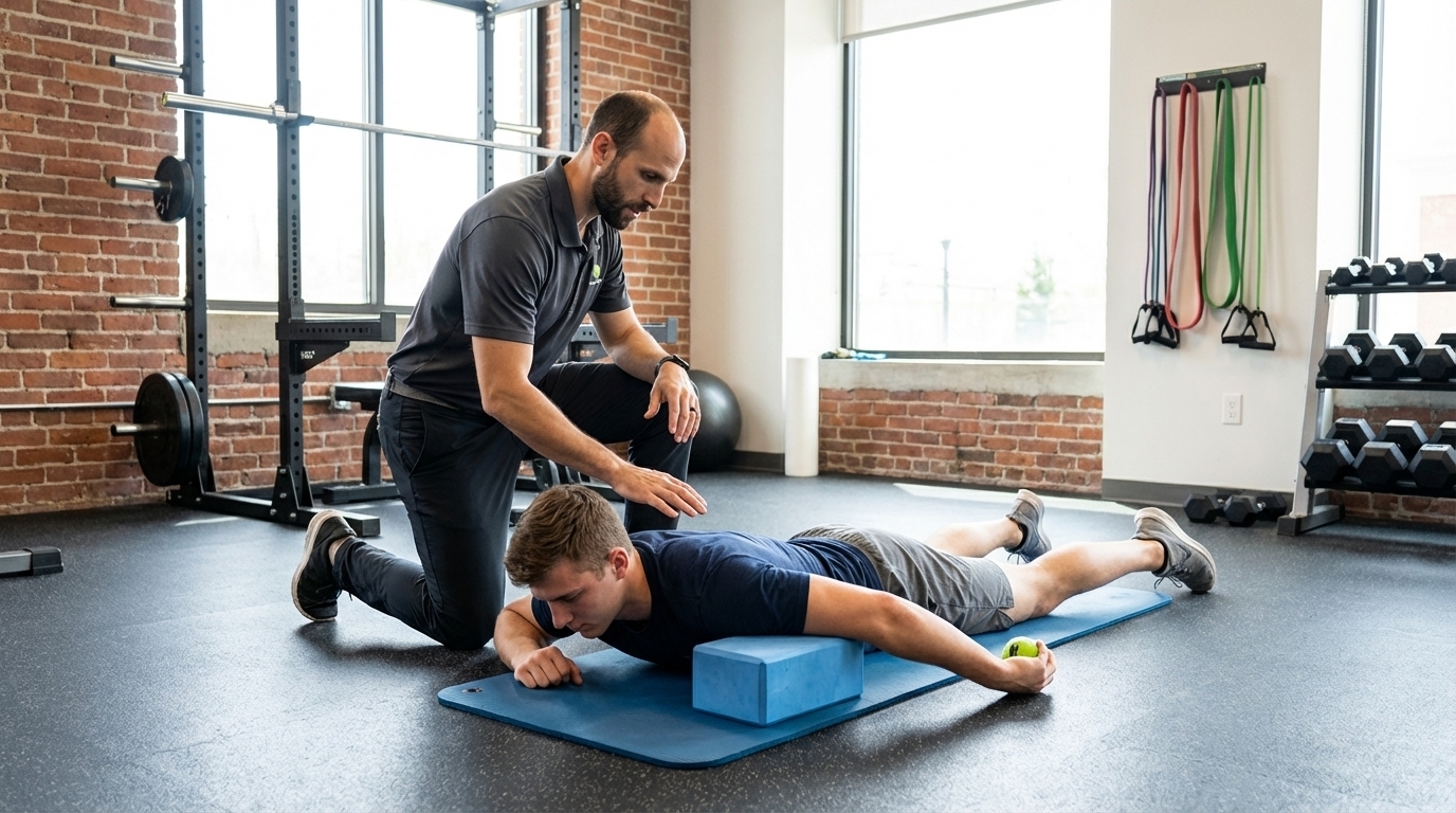 Athlete performing functional movement assessment at a performance therapy clinic in Cheshire